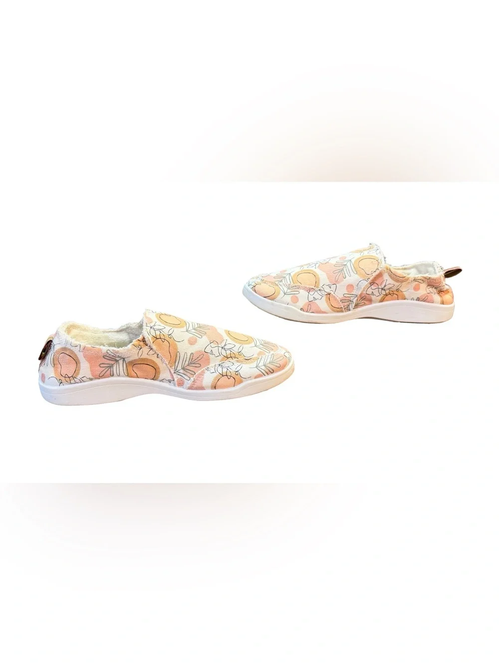 Vionic Malibu Canvas Slip-On Sneaker Peach Floral Botanical Print Women’s Size 8